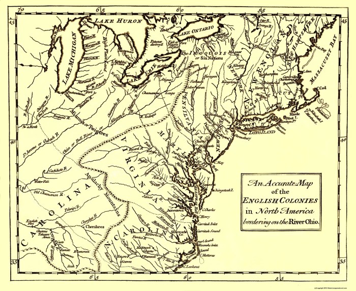 Ohio river 13 colonies map