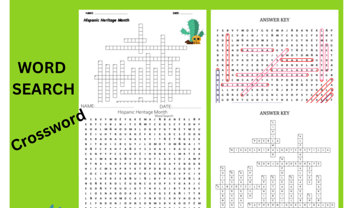 Hispanic heritage month word search answer key